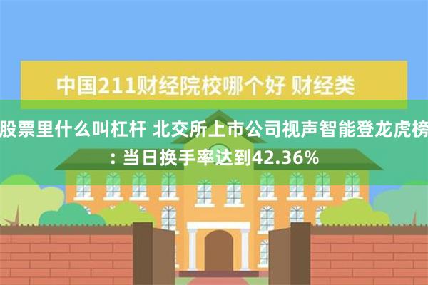 股票里什么叫杠杆 北交所上市公司视声智能登龙虎榜: 当日换手率达到42.36%